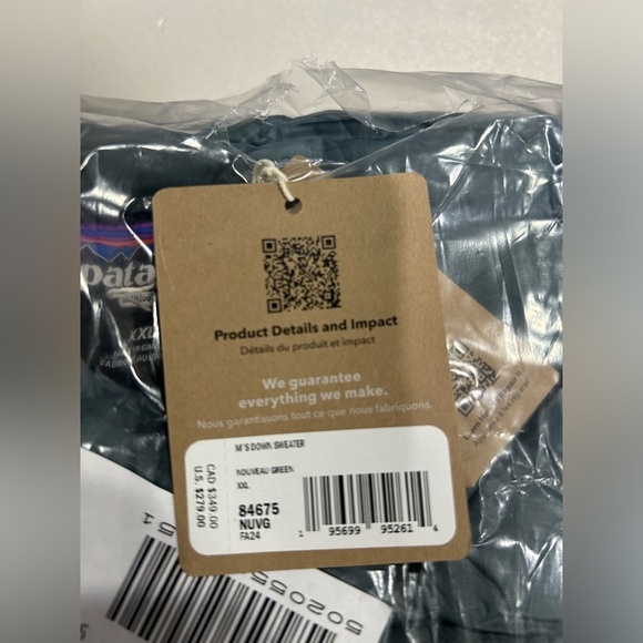 Patagonia Men's XXL Down Sweater Nouveau Green Grey Puffer Jacket NWT - Picture 5 of 7